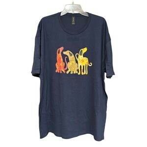 Softstyle Navy Blue Dogs Puppies Graphic T Shirt Tee Women's 3XL Casual